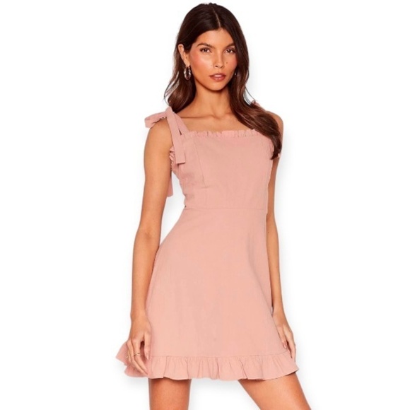 Nasty Gal Dresses & Skirts - Nasty Gal NWT 10 Can’t Tie My Love Ruffle Mini Dress In Rose Cute Party Barbie
